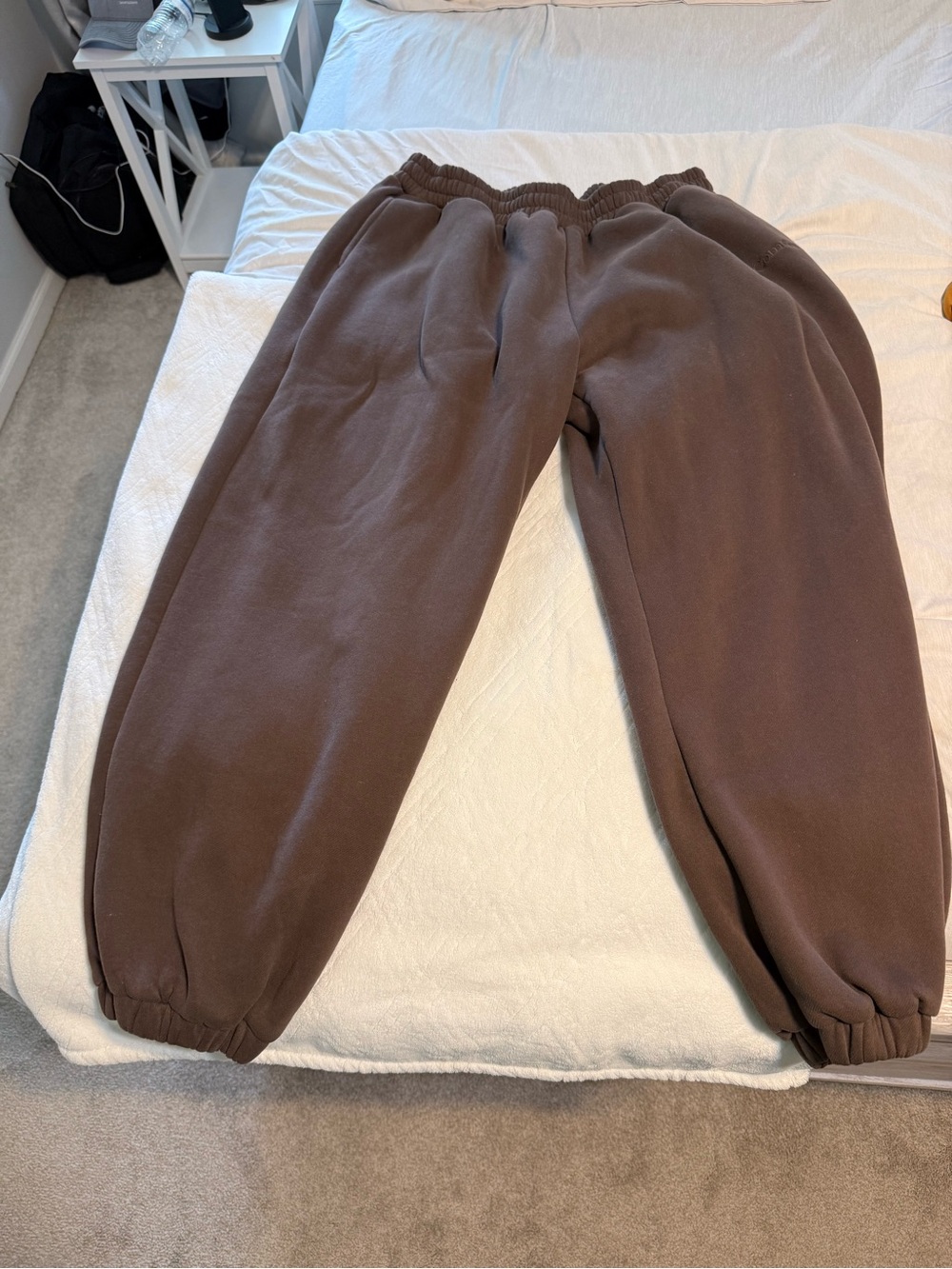 Brown Elastic-Waist Sweatpants